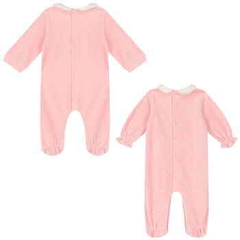Baby Girls Pink Velour Babygrows (2 Pack)